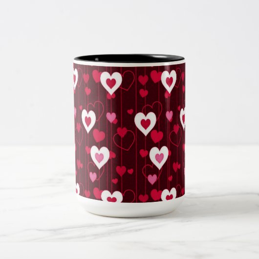Forever Love Red Hearts Tweekleurige Koffiemok (Center)