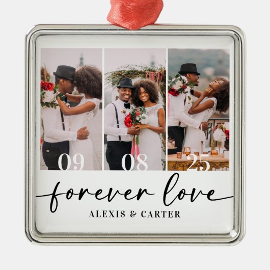 Forever Love Trouwfoto's Keepsake Metalen Ornament (Voorkant)