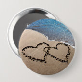 Forever Love Twee harten in Sand Beach Button Pin (Voorkant /achterkant)