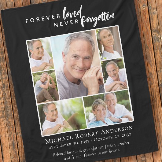 Forever Loved Funeral Memorial Foto Fleece Deken