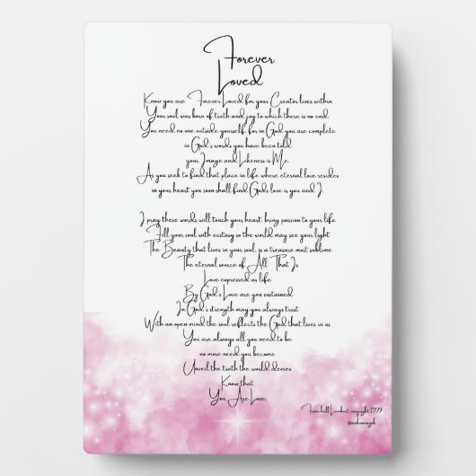 Forever Loved Pink Plaque Fotoplaat (voorkant)