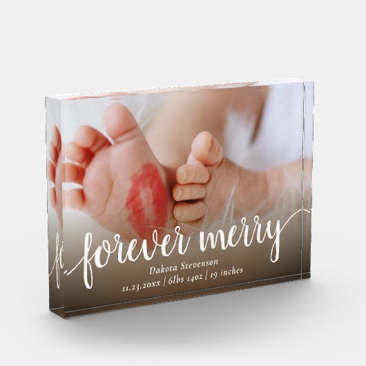Forever Merry | Casual script Geboorte Stat Keepsa Fotoblokken (Links)