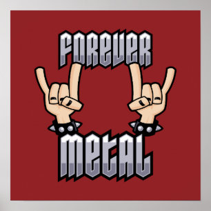 Forever Metal Heavy Metal Devil Horns Handbordjes Poster