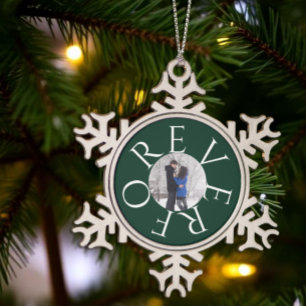 Forever: Paar Foto Kerstmis Tin Sneeuwvlok Ornament