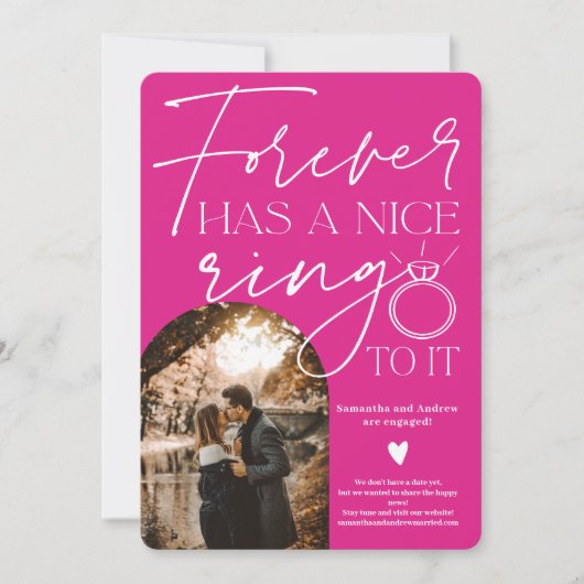 Forever Ring foto boog heet roze verloving Aankondiging (Voorkant)