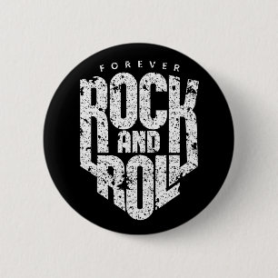 Forever Rock and Roll Logo (White) for Rock Fans Ronde Button 5,7 Cm