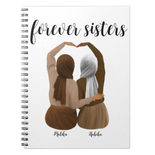 Forever Sisters Gepersonaliseerde Hijabi Gift Notitieboek