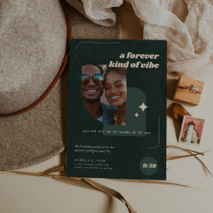 Forever Soort Vibe Retro trouwfoto Save The Date