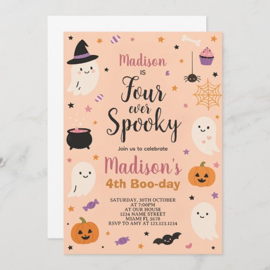 Forever Spooky Kinder Boo-Day verjaardagsuitnodigi Kaart (Voorkant / Achterkant)