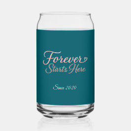 Forever Starts Here Custom Date Blikvorm Glas