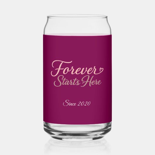 Forever Starts Here Custom Date  Blikvorm Glas (Voorkant)