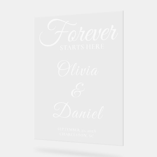 Forever Starts Here Elegant Wedding Welcome (Angle)