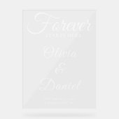 Forever Starts Here Elegant Wedding Welcome Acryl Bord (Voorkant)