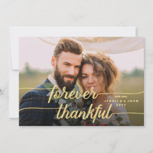 Forever Thankful Gold Calligraphy 2 Fotobruiloft Bedankkaart