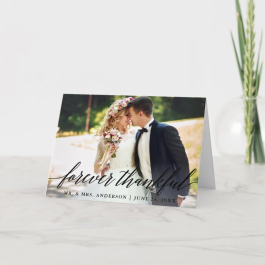 Forever Thankful Modern Calligraphy Wedding Fold Bedankkaart (Voorkant)