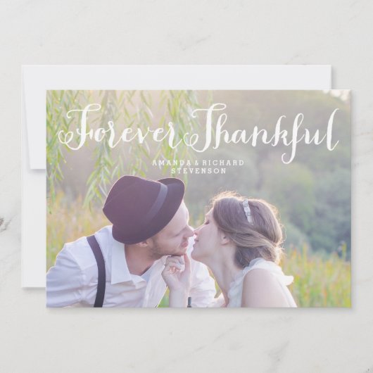 FOREVER THANKFUL SCRIPT | FOTOKAART VOOR WEDING BEDANKKAART (Voorkant)