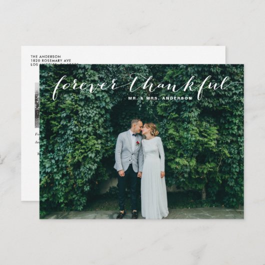 Forever Thankful | Wit script bruiloft Hartelijk d Briefkaart (Voorkant / Achterkant)