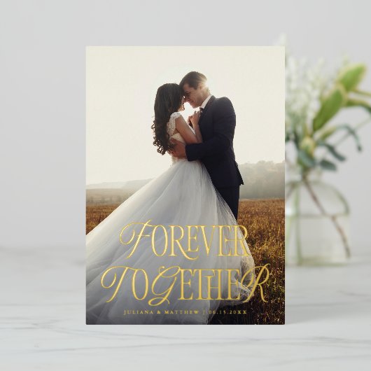 Forever Together huwelijksaankondiging Folie Uitnodiging (Staand Voorkant)