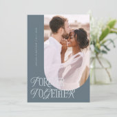 Forever Together Vintage Elegance Slate Wedding Aankondiging (Staand voorkant)