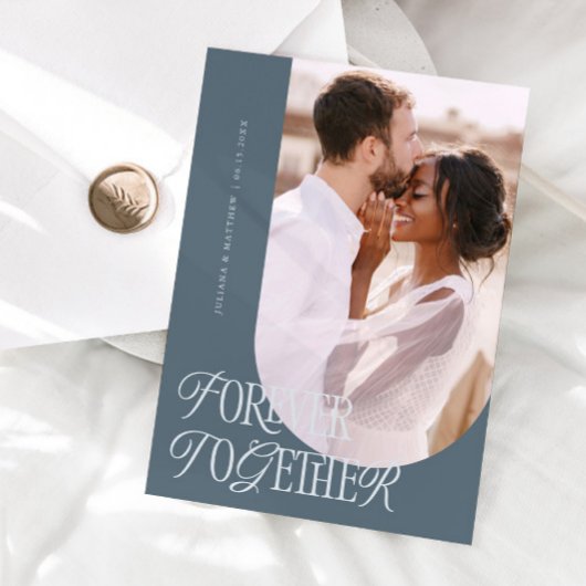 Forever Together Vintage Elegance Slate Wedding Aankondiging