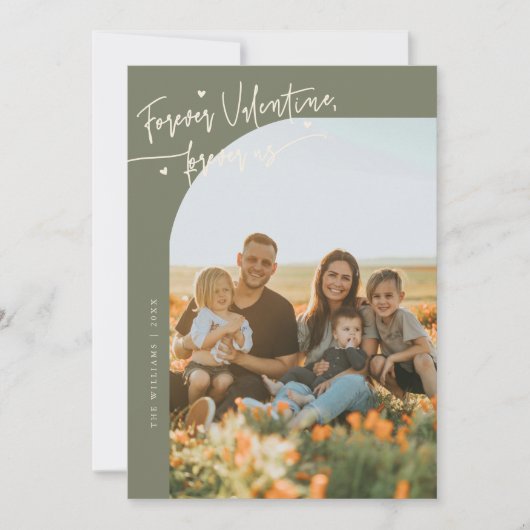 Forever Us Script Sage Green Valentine Photo Feestdagenkaart (Voorkant)