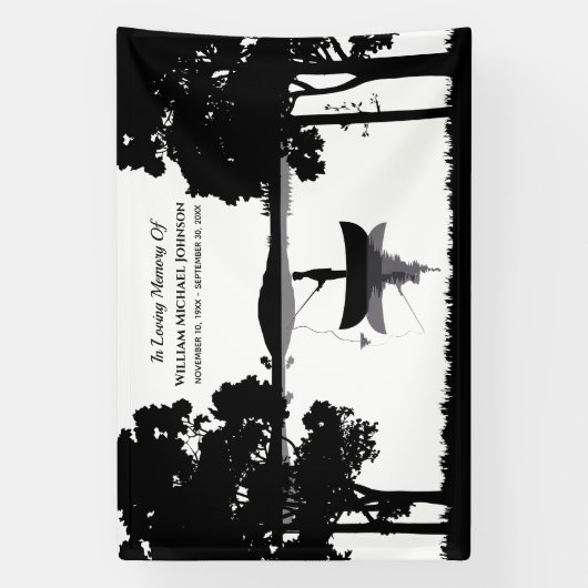 Forever Vist begrafenismonument zwart en wit Spandoek (Verticaal)