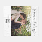 Forever Weddenschap Foto Monogram Pas getrouwd Bla Fleece Deken (Voorkant (Horizontaal))