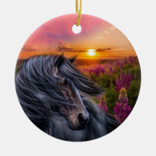 Forever Wild Black Horse Keramisch Ornament