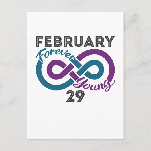 Forever Young Leap Year Verjaardag Leapling Briefkaart (Voorkant)