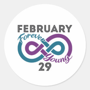Forever Young Leap Year Verjaardag Leapling Ronde Sticker