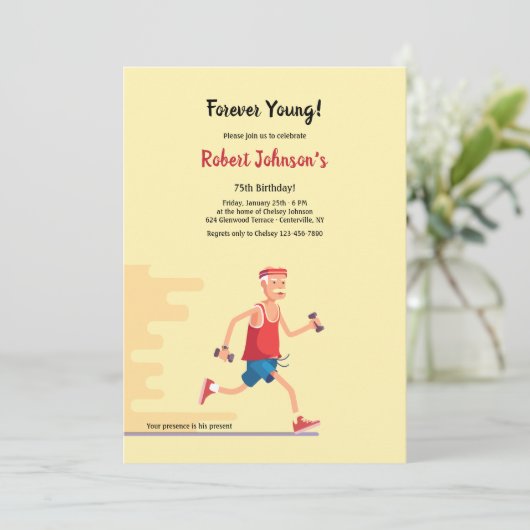 Forever Young Senior Citizen Invitation d'annivers (Debout devant)