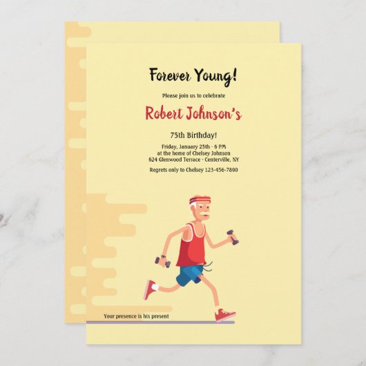 Forever Young Senior Citizen Invitation d'annivers (Devant / Derrière)