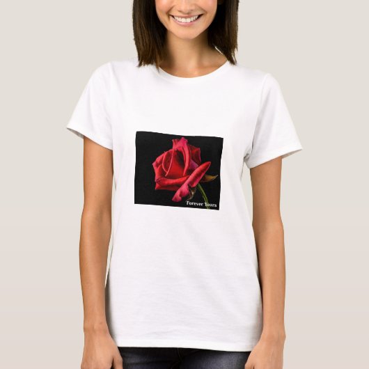 Forever Yours Red Rose T-shirt voor dames - Romant (Voorkant)