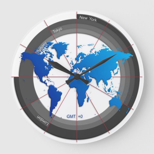 Forex Markets Timezone Clock GMT +0 Grote Klok (Voorkant)