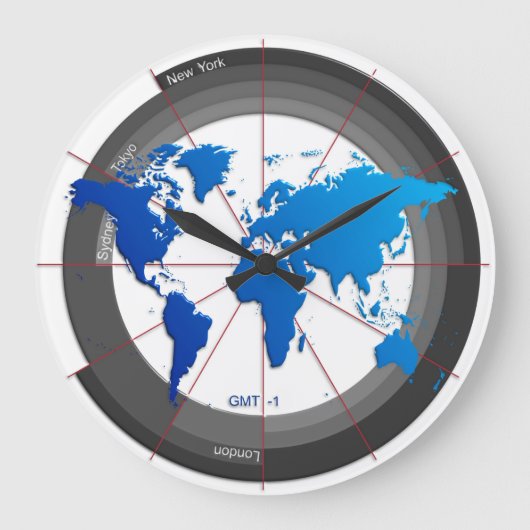 Forex Markets Timezone Clock GMT-1 Grote Klok (Voorkant)