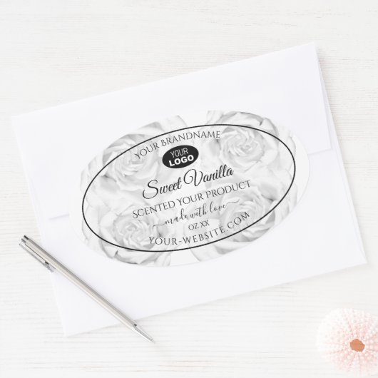 Forfait Floral noir et blanc Étiquette Logo (Enveloppe)