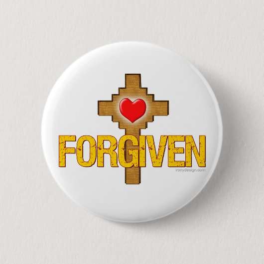 Forgave Heart Cross Ronde Button 5,7 Cm (Voorkant)