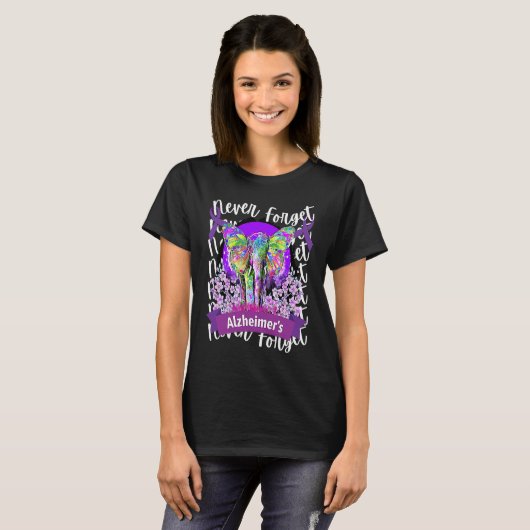 Forget me not Alzheimer's Awareness Elephant Purpl T-shirt (Voorkant volledig)