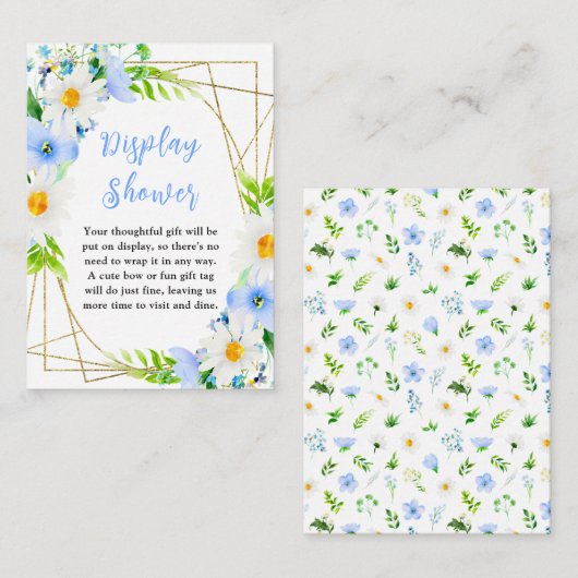 Forget-Me-Not and Daisies Baby Display Shower Informatiekaartje (Voorkant / Achterkant)