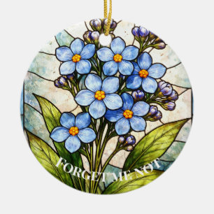 Forget Me Not Bloem Glas in Lood Custom Rouw  Keramisch Ornament