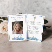 Forget-me-not Flower Memorial Photo Prayer Card