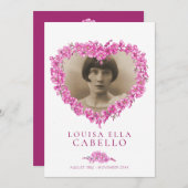 Forget-me-not funeral service programme fleur rose (Devant / Derrière)