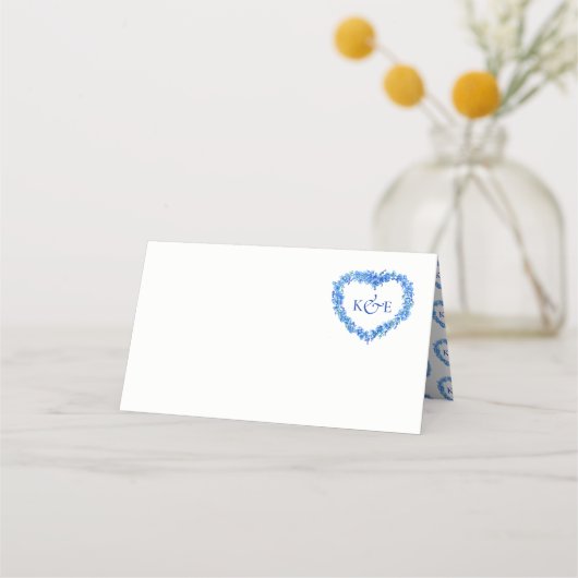 Forget me not heart art monogram wedding blue (Voorkant)
