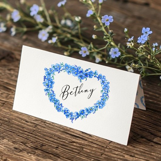 Forget-me-not heart art wedding blue white