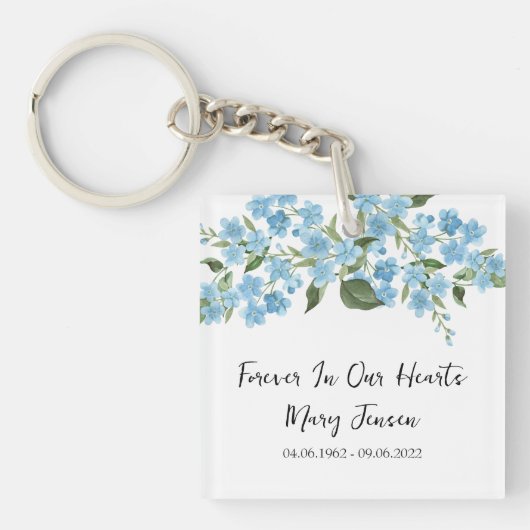 Forget me not Memorial Funeral Photo Keychain (Voorkant)