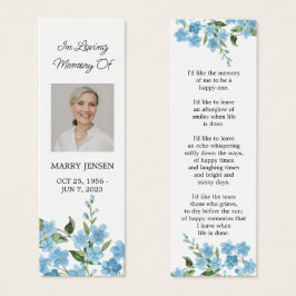 Forget me not Photo Funeral Memorial Bookmark Mini Visitekaartjes