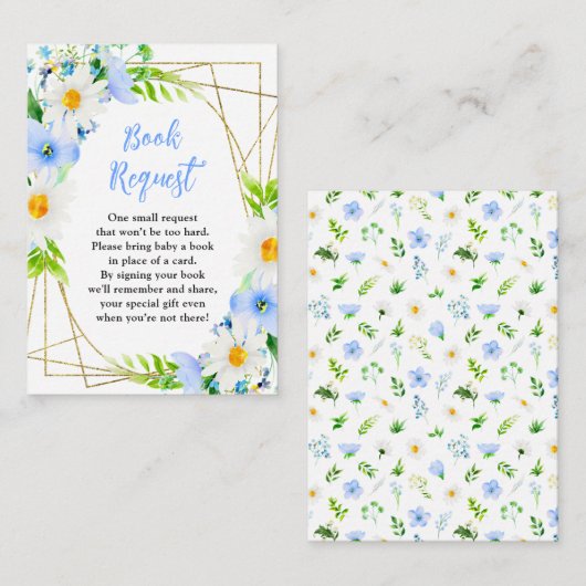 Forget-Me-Nots and Daisies Baby Book Request Informatiekaartje (Voorkant / Achterkant)