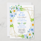 Forget Me Nots and Daisies Wedding Save The Date (Voorkant)