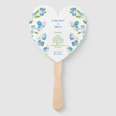 Forget-Me-Nots Blauw & Wit Trouwprogramma Handwaaier (Voorkant)