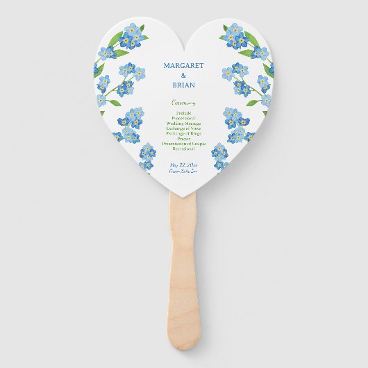 Forget-Me-Nots Blue Wildflower Wedding Program Handwaaier (Voorkant)